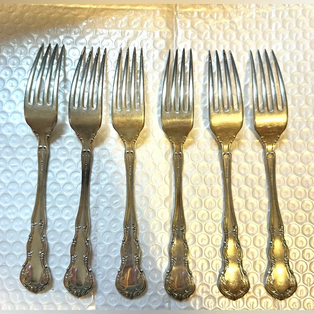 6 Wallace Sterling Silver Forks 7 1/8” Old Atlanta 268 Grams‎